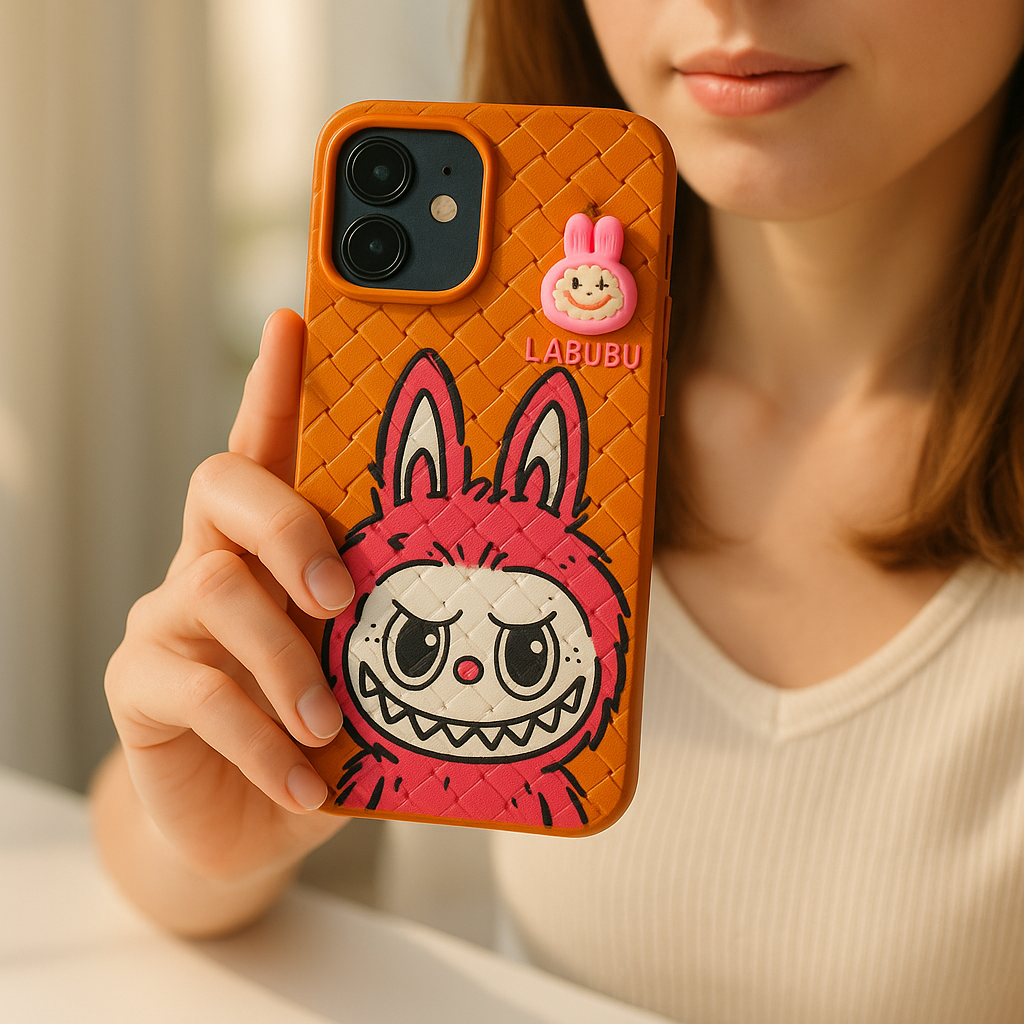 Labubu - 3D Bunny Woven‑Texture Protective iPhone Case