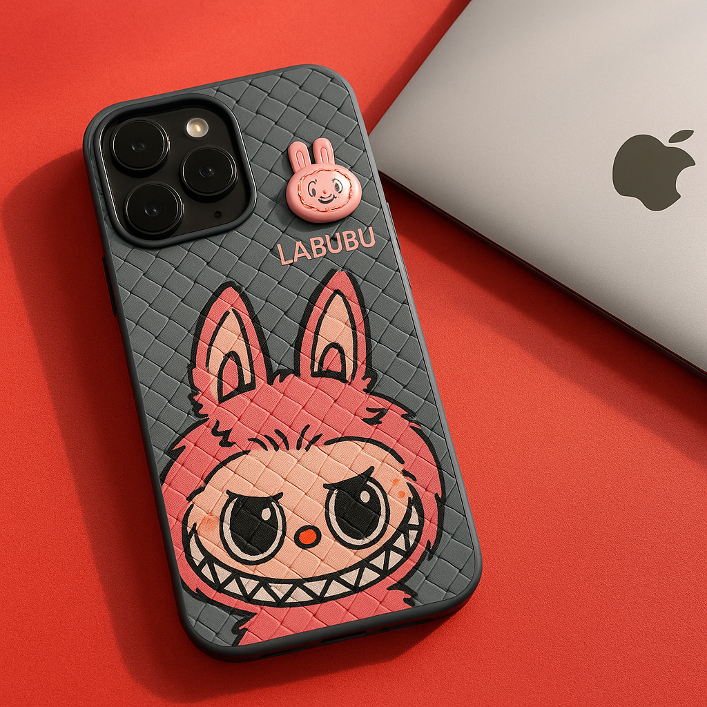 Labubu - 3D Bunny Woven‑Texture Protective iPhone Case